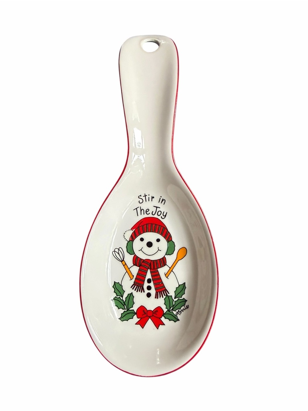 1980s George Good “Stir in the Joy Snowman” Ceramic Spoon Rest